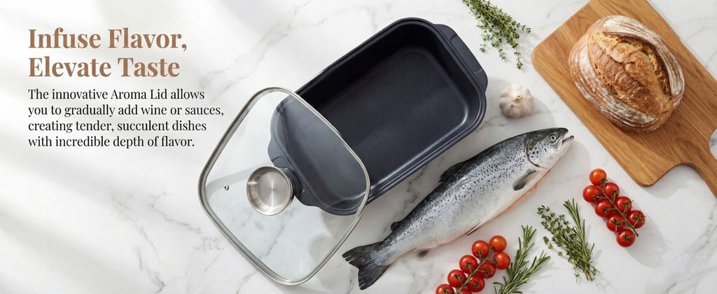 La Swiss Haus è una brasiera versatile e capiente, ideale per preparare arrosti, stufati e piatti al forno. Con un diametro di 32 cm e una capacità di 5,0 litri, offre lo spazio ideale per cotture familiari e preparazioni complete.