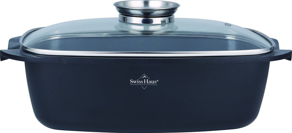 La Swiss Haus è una brasiera versatile e capiente, ideale per preparare arrosti, stufati e piatti al forno. Con un diametro di 32 cm e una capacità di 5,0 litri, offre lo spazio ideale per cotture familiari e preparazioni complete.