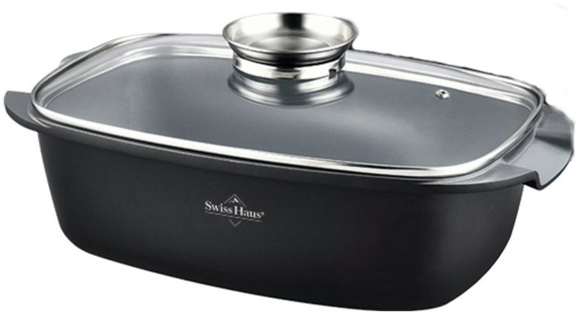La Swiss Haus è una brasiera versatile e capiente, ideale per preparare arrosti, stufati e piatti al forno. Con un diametro di 32 cm e una capacità di 5,0 litri, offre lo spazio ideale per cotture familiari e preparazioni complete.