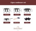 Swiss Haus® ZG1012 Set di Pentole per Induzione – 12 Pezzi – Acciaio Inox