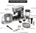 Swiss Haus® KM2206BG Robot da Cucina 1300W – Ciotola in Acciaio Inox da 6 L – Impastatrice Planetaria con Timer e Display LED – Food Processor con Frullatore da 1,5 L e Tritacarne – 6 Velocità + Funzione Pulse – Acciaio Inox