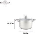Swiss Haus® DC20C Pentola con Coperchio – Ø 20 cm / 3,9 L – Piccola Pentola per Zuppe – Compatibile con Induzione e Tutti i Piani Cottura – Lavabile in Lavastoviglie e Adatta al Forno – Acciaio Inox