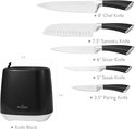 Swiss Haus® KSL6B Set di Coltelli con Ceppo – 6 Pezzi – Coltelli da Cucina Professionali in Acciaio Inox – Include Santoku e Coltello da Chef – Lavabili in Lavastoviglie – Design Retrò – Nero
