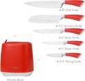Swiss Haus® KSL6BU Set di Coltelli con Ceppo – 6 Pezzi – Coltelli da Cucina Professionali in Acciaio Inox – Include Santoku e Coltello da Chef – Lavabili in Lavastoviglie – Lake Geneva Collection – Rosso