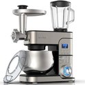 Swiss Haus® KM2206BG Robot da Cucina 1300W – Ciotola in Acciaio Inox da 6 L – Impastatrice Planetaria con Timer e Display LED – Food Processor con Frullatore da 1,5 L e Tritacarne – 6 Velocità + Funzione Pulse – Acciaio Inox