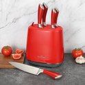 Swiss Haus® KSL6BU Set di Coltelli con Ceppo – 6 Pezzi – Coltelli da Cucina Professionali in Acciaio Inox – Include Santoku e Coltello da Chef – Lavabili in Lavastoviglie – Lake Geneva Collection – Rosso