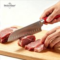 Swiss Haus® KSL6BU Set di Coltelli con Ceppo – 6 Pezzi – Coltelli da Cucina Professionali in Acciaio Inox – Include Santoku e Coltello da Chef – Lavabili in Lavastoviglie – Lake Geneva Collection – Rosso