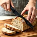 Swiss Haus® KS6BN Set di Coltelli da Cucina – 6 Pezzi – Set Professionale con Coltello da Pane, Coltello da Chef, Coltello per Carne e Pelapatate – Rivestimento Antiaderente – Con Confezione Regalo – Nero