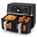 La Swiss Haus® è una friggitrice ad aria doppia XXL progettata per offrire massima capacità, praticità e risultati di cottura croccanti con poco o senza olio. Con una capacità totale di 9 litri (2 cestelli da 4,5 L).