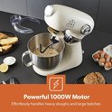 Swiss Haus® KM2005 Robot da Cucina – 1000W – Ciotola in Acciaio Inox 5 L con Maniglia – 12 Velocità – Design Retrò – Colore Crema