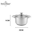 Swiss Haus® DC28C Pentola con Coperchio – Ø 28 cm / 9,8 L – Acciaio Inox