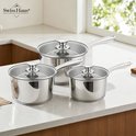 Swiss Haus® EC1006 Set di Casseruole in Acciaio Inox – 6 Pezzi – Acciaio Inox