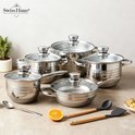 Swiss Haus® MC1012 Set di Pentole per Induzione – 12 Pezzi – Acciaio Inox