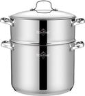 Swiss Haus Pentola a Vapore per Induzione – Ø 24 cm / 12,0 L– Pentola Couscous in Acciaio Inox con Cestello per Cottura a Vapore – Senza PFAS – Resistente al Forno fino a 260°C – Lavabile in Lavastoviglie – Pentola per Zuppe con Coperchio – Acciaio Inox