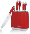 Swiss Haus® KSL6BU Set di Coltelli con Ceppo – 6 Pezzi – Coltelli da Cucina Professionali in Acciaio Inox – Include Santoku e Coltello da Chef – Lavabili in Lavastoviglie – Lake Geneva Collection – Rosso