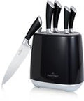 Swiss Haus® KSL6B Set di Coltelli con Ceppo – 6 Pezzi – Coltelli da Cucina Professionali in Acciaio Inox – Include Santoku e Coltello da Chef – Lavabili in Lavastoviglie – Design Retrò – Nero