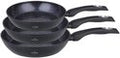 wiss Haus® FP3B Set di Padelle per Induzione – 3 Pezzi Ø 20/24/28 cm – Senza PFAS – Adatte a Tutti i Piani Cottura – Rivestimento Antiaderente Sapphire™ – Nero