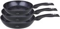 wiss Haus® FP3B Set di Padelle per Induzione – 3 Pezzi Ø 20/24/28 cm – Senza PFAS – Adatte a Tutti i Piani Cottura – Rivestimento Antiaderente Sapphire™ – Nero