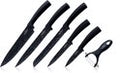 Swiss Haus® KS6BN Set di Coltelli da Cucina – 6 Pezzi – Set Professionale con Coltello da Pane, Coltello da Chef, Coltello per Carne e Pelapatate – Rivestimento Antiaderente – Con Confezione Regalo – Nero