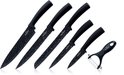 Swiss Haus® KS6BN Set di Coltelli da Cucina – 6 Pezzi – Set Professionale con Coltello da Pane, Coltello da Chef, Coltello per Carne e Pelapatate – Rivestimento Antiaderente – Con Confezione Regalo – Nero