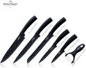 Swiss Haus® KS6BN Set di Coltelli da Cucina – 6 Pezzi – Set Professionale con Coltello da Pane, Coltello da Chef, Coltello per Carne e Pelapatate – Rivestimento Antiaderente – Con Confezione Regalo – Nero