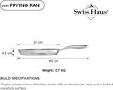 La Swiss Haus® ZGFP20 è una padella compatta e resistente, ideale per preparazioni quotidiane come uova, verdure, salse e porzioni singole. Con un diametro di 28cm, offre praticità e precisione per ogni tipo di cottura.